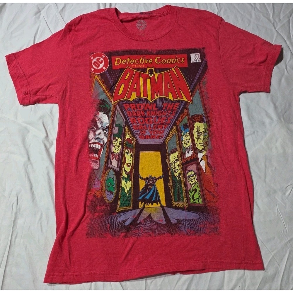 BATMAN DETECTIVE COMICS T SHIRT SZ L Red‎ BATMAN SUPERHERO DC COMICS MENS